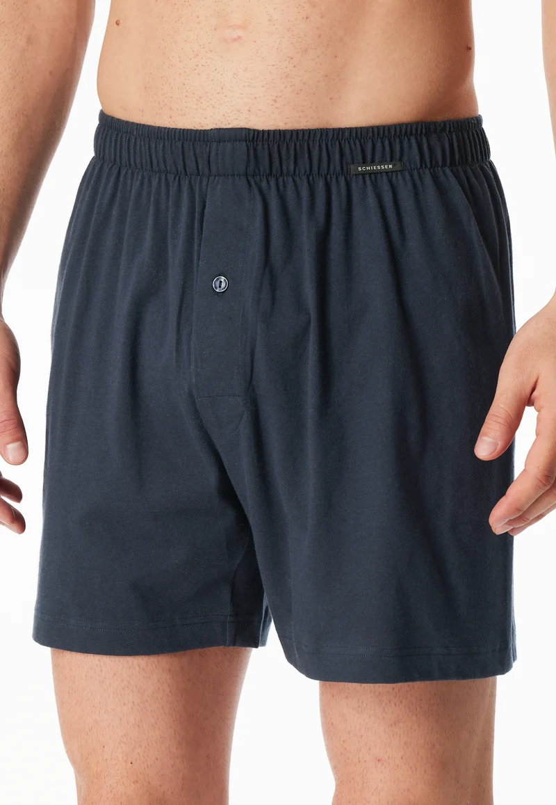 Boxershorts mit Knopfleiste 2er-Pack Dunkelblau/Schwarz - Boxershorts Multipacks