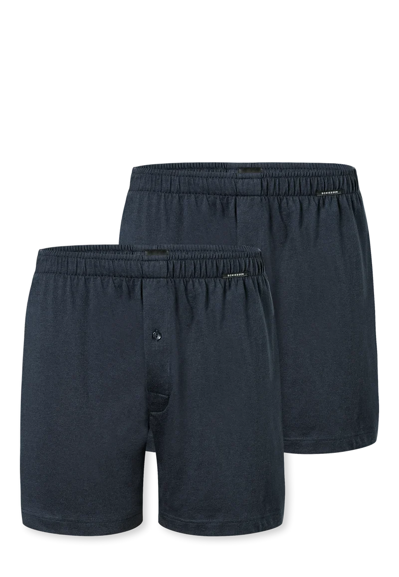 Boxershorts mit Knopfleiste 2er-Pack Dunkelblau - Boxershorts Multipacks
