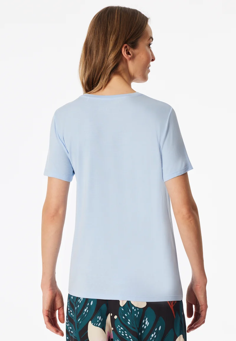 T-Shirt V-Ausschnitt Blau - Mix+Relax