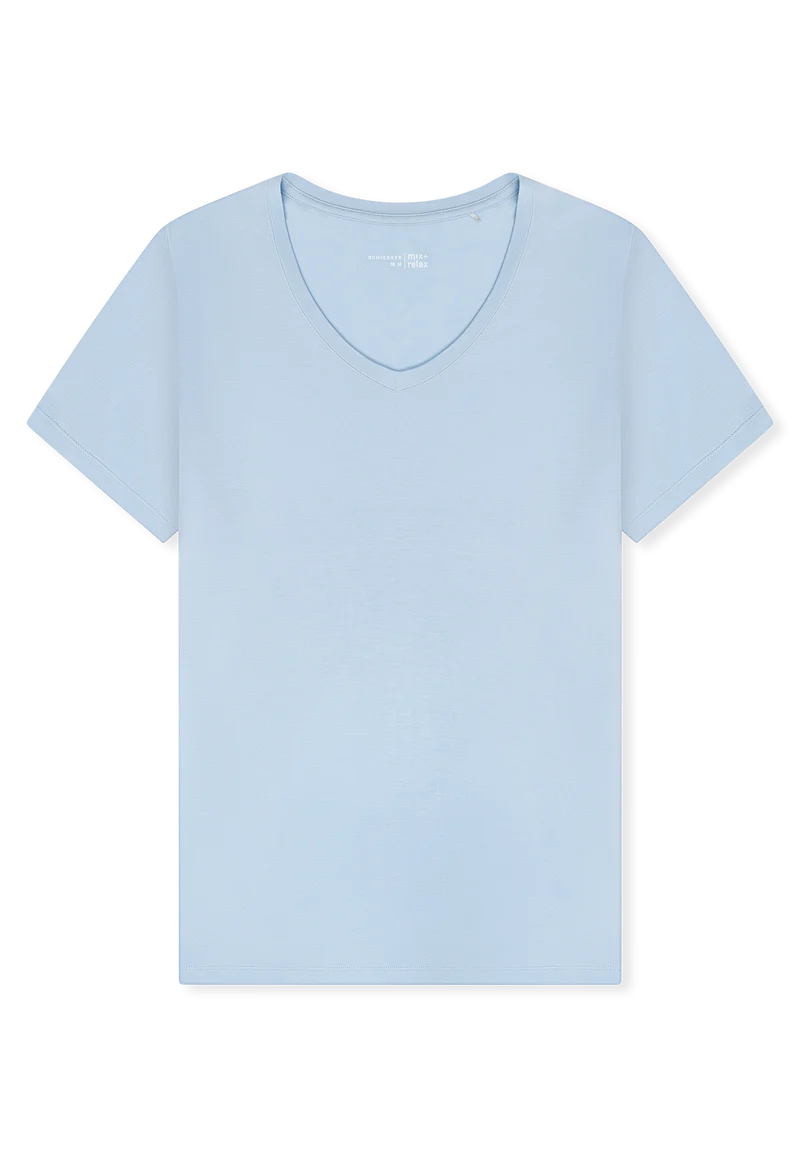 T-Shirt V-Ausschnitt Blau - Mix+Relax
