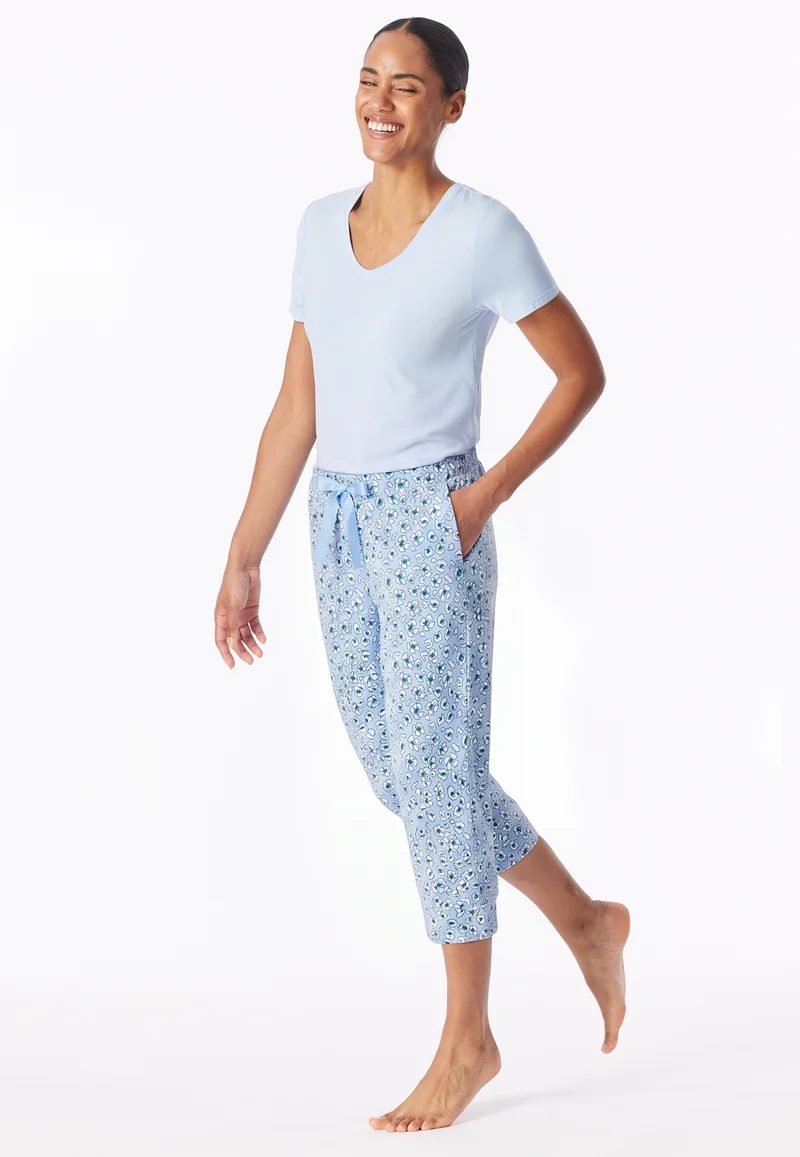 Hose 3/4-lang Blau gemustert - Mix+Relax