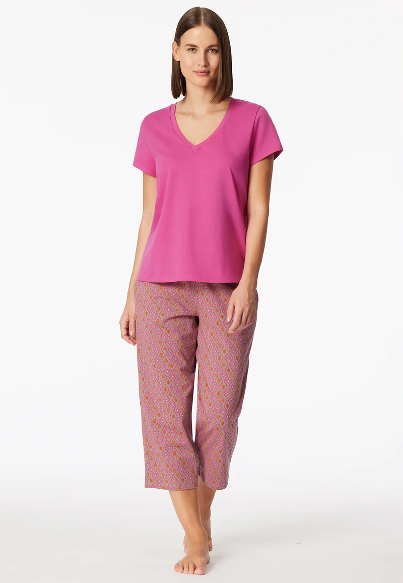 T-Shirt V-Ausschnitt Pink - Mix+Relax