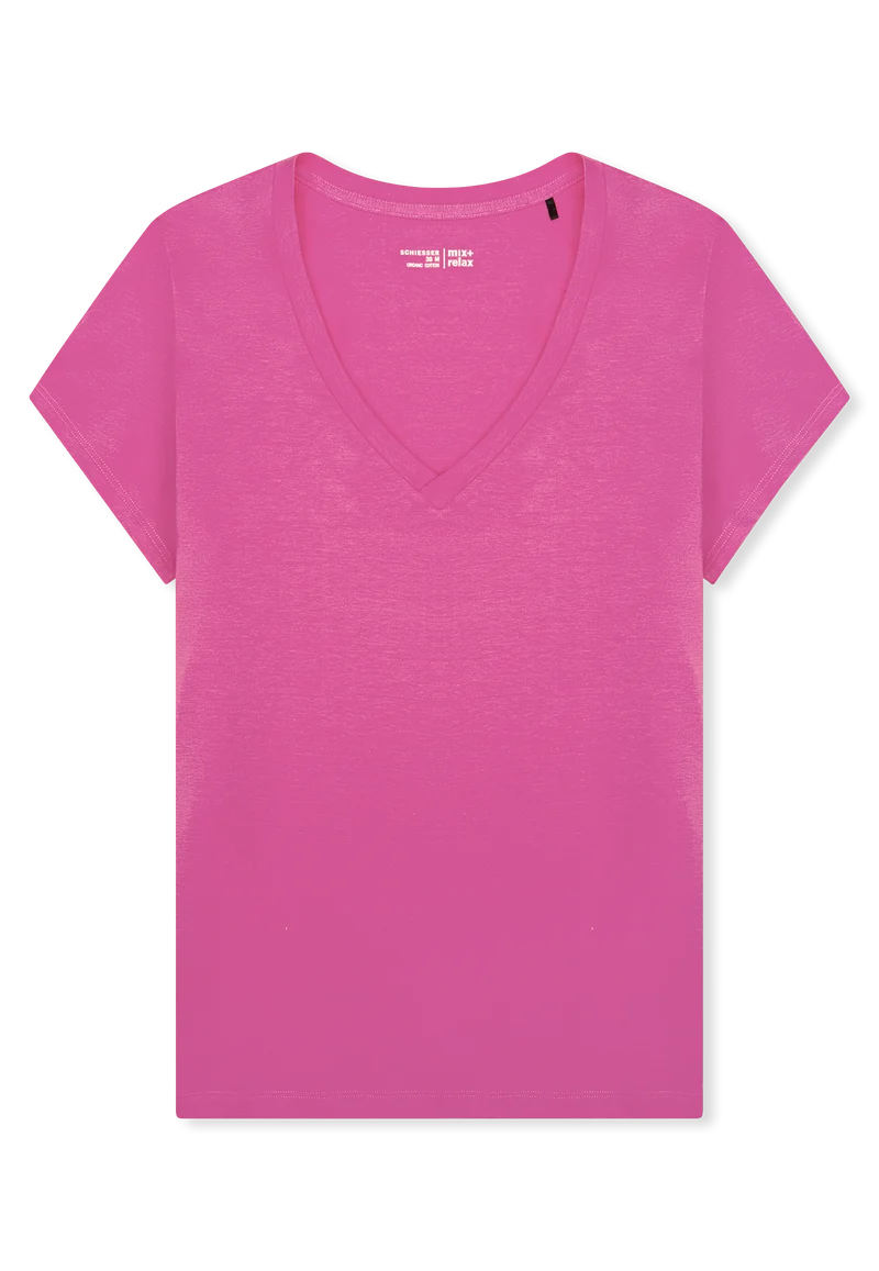 T-Shirt V-Ausschnitt Pink - Mix+Relax