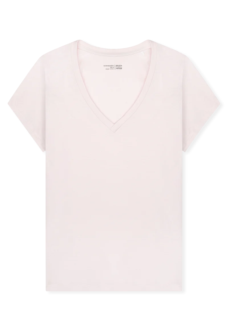 T-Shirt V-Ausschnitt Rosa- Mix+Relax