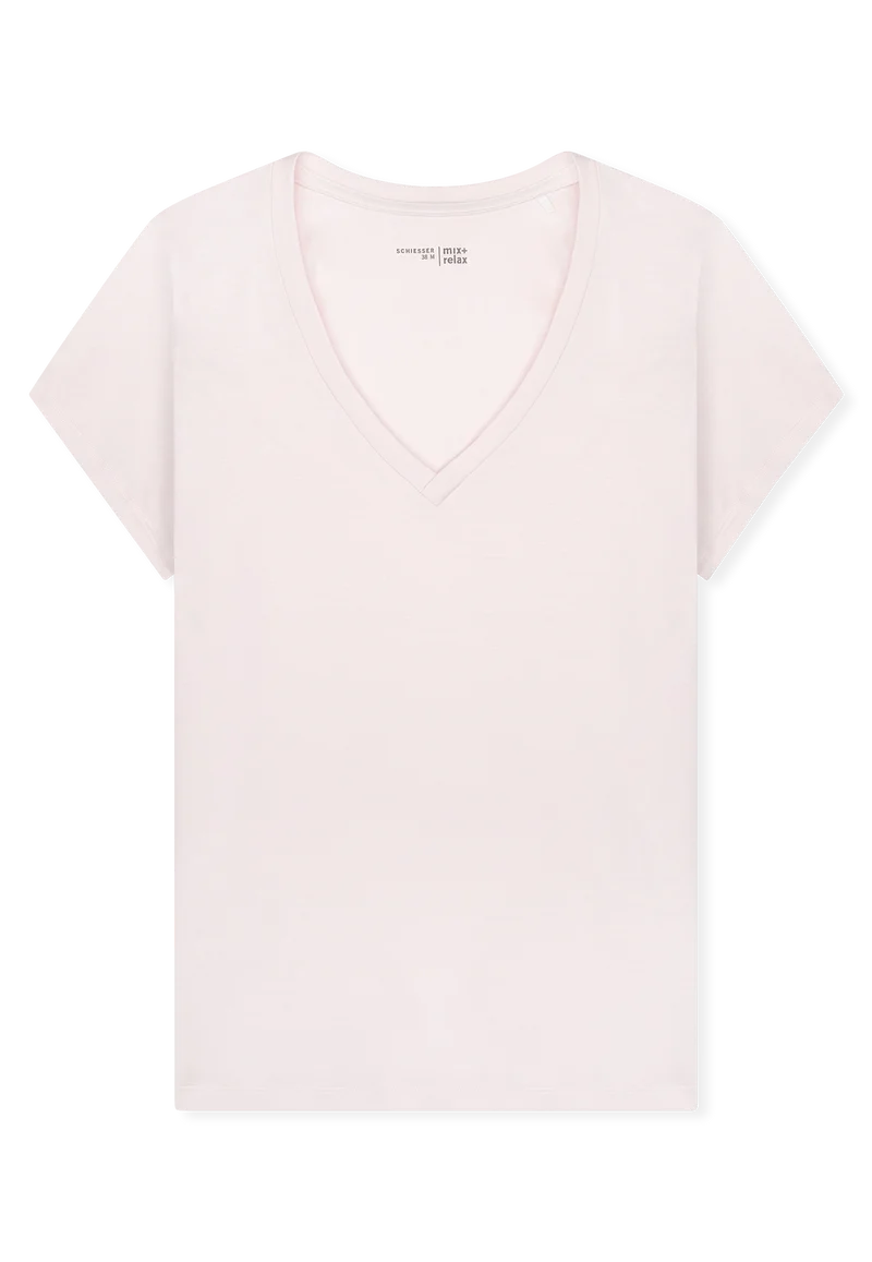 T-Shirt V-Ausschnitt Rosa- Mix+Relax