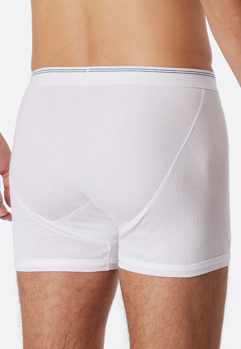 Enge Boxershorts Feinripp mit Knopfleiste Weiss - Revival Friedrich