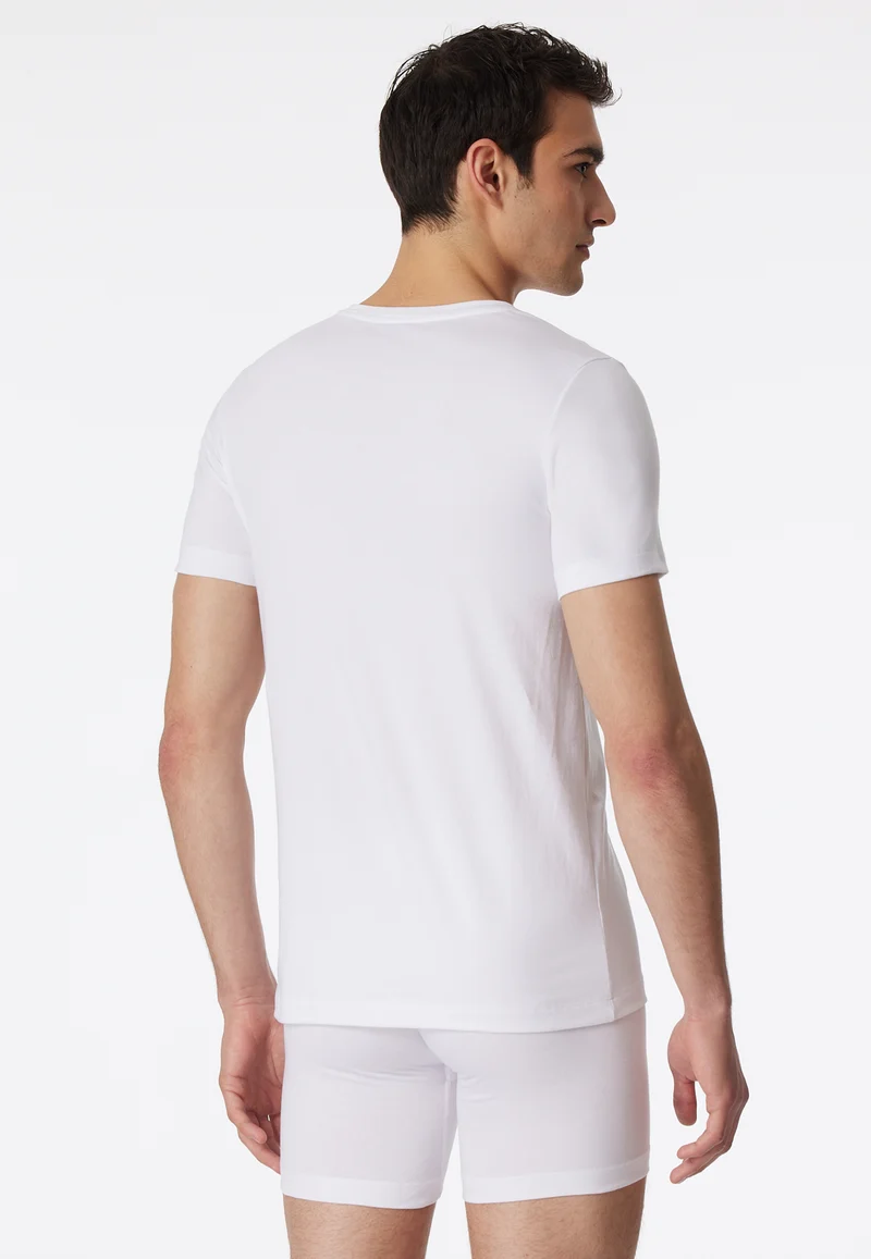 T-Shirt V-Ausschnitt Weiss - Long Life Cotton