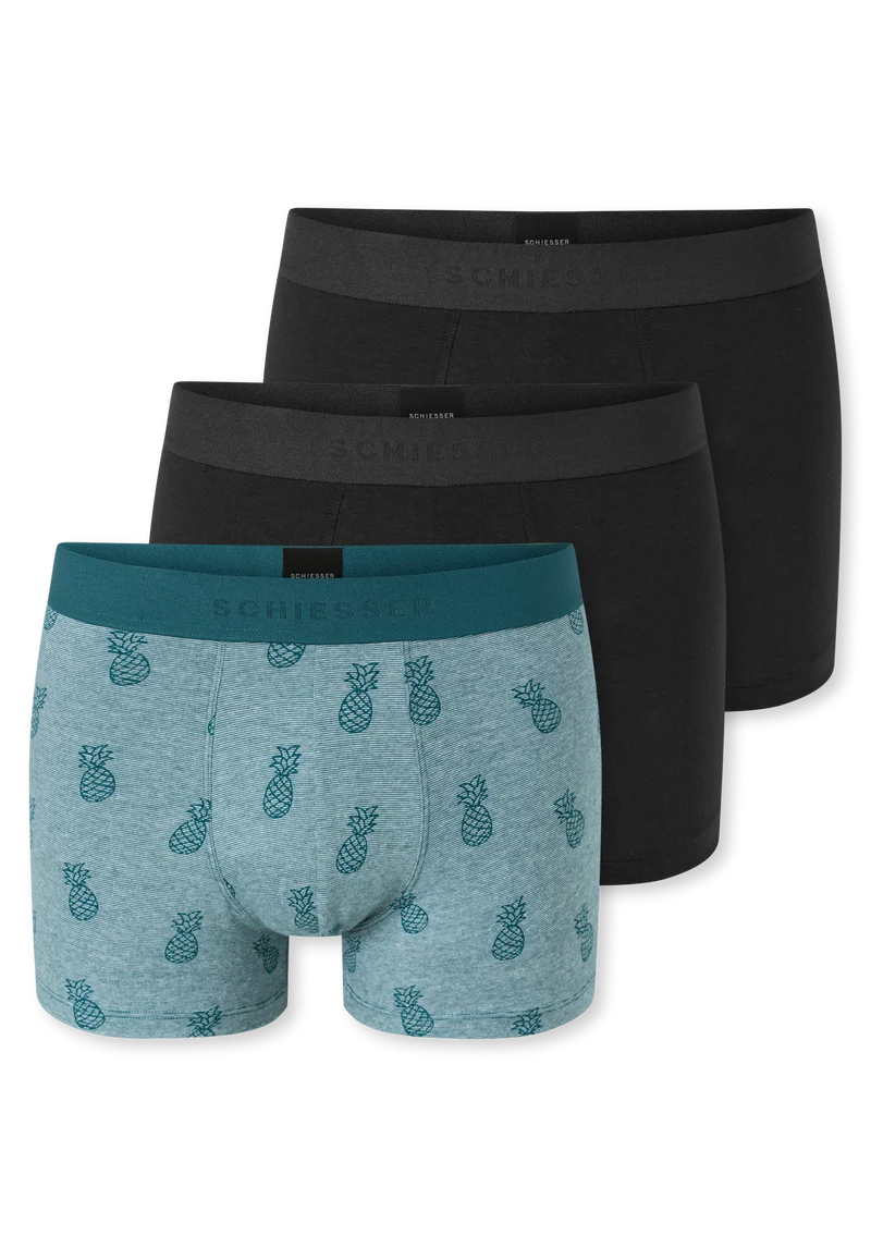 Enge Boxershorts 3er-Pack Petrol/Schwarz gemustert - 95/5
