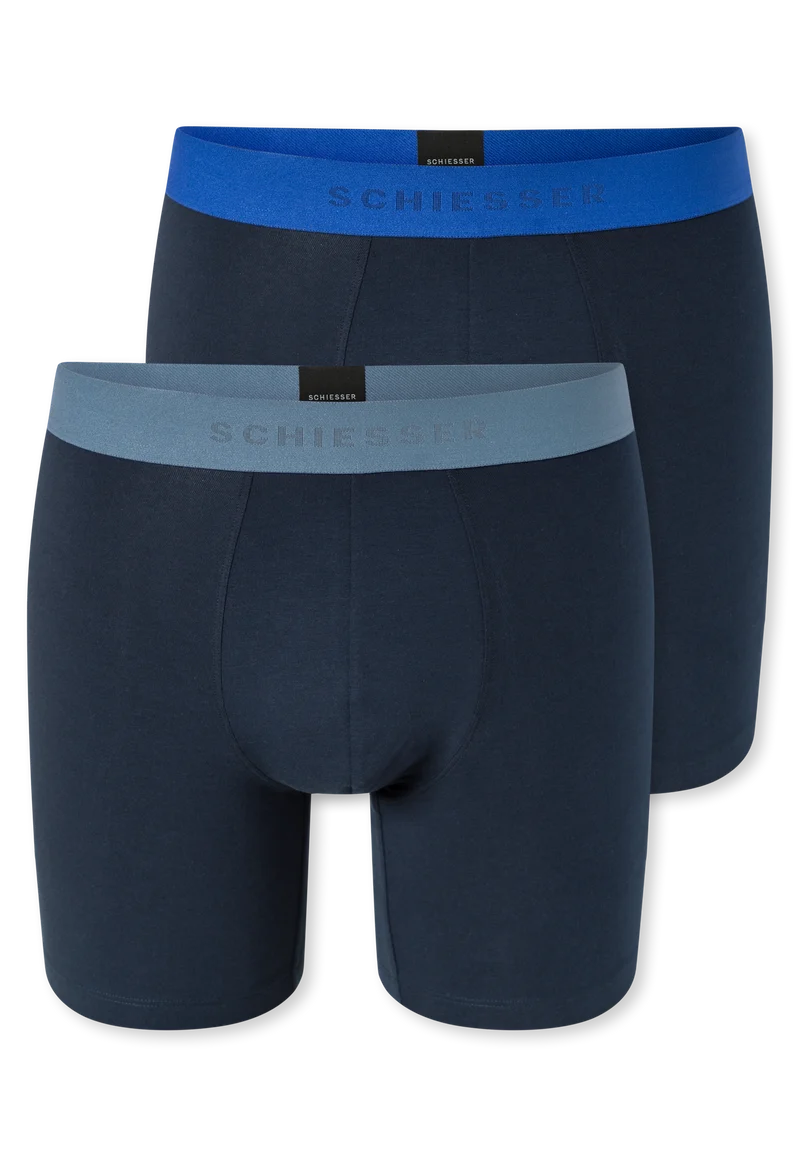 Enge Boxershorts lang 2er-Pack Dunkelblau - 95/5