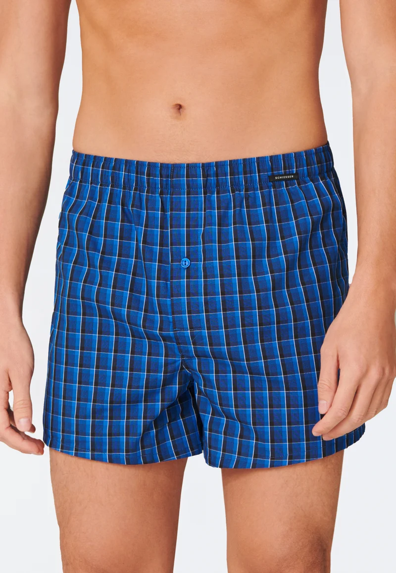Boxershorts mit Knopfleiste 2er-Pack Blau kariert - Boxershorts Multipacks