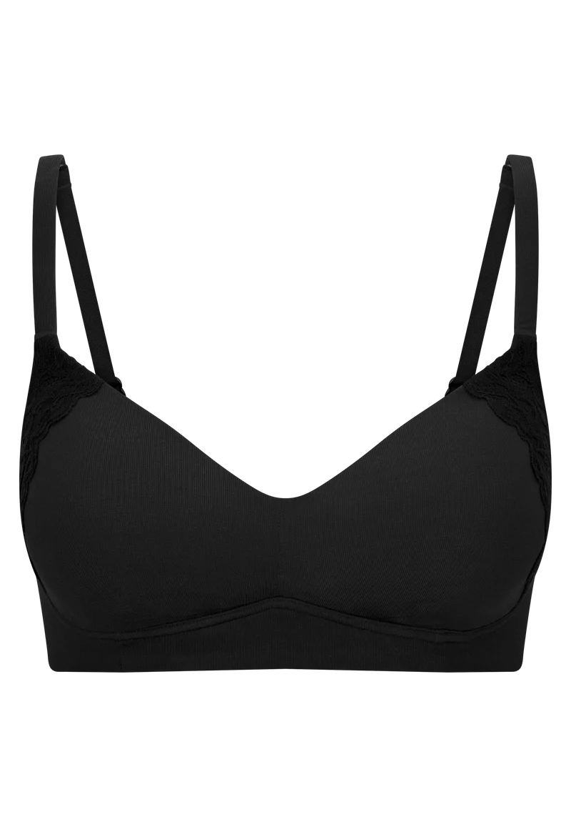 Soft-BH mit Spitze und Cups Schwarz - Unique Cotton