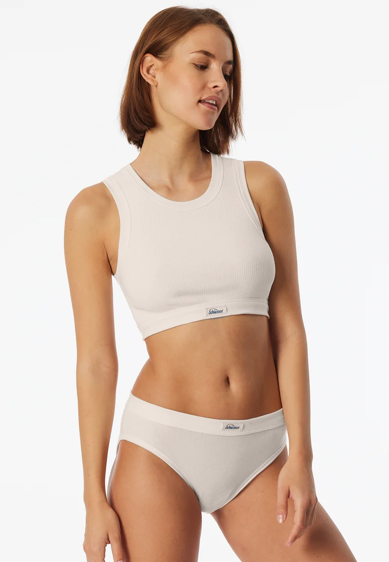High Waist Slip Feinripp Off White - Revival Paula
