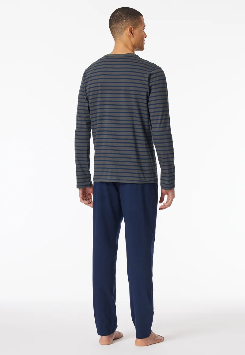 Schlafanzug Blau/Anthrazit gestreift - Casual Essentials