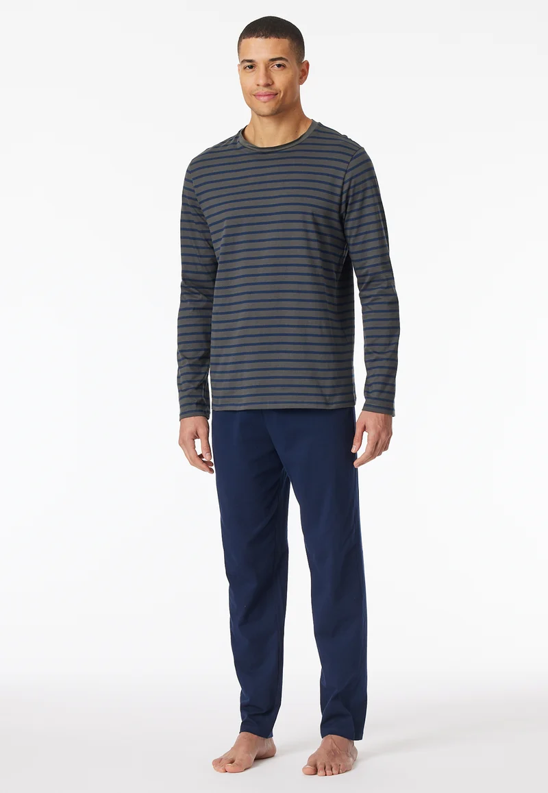 Schlafanzug Blau/Anthrazit gestreift - Casual Essentials
