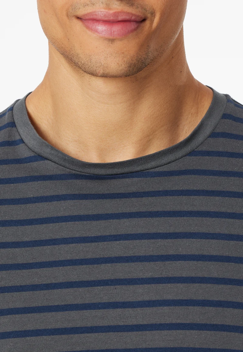 Schlafanzug Blau/Anthrazit gestreift - Casual Essentials