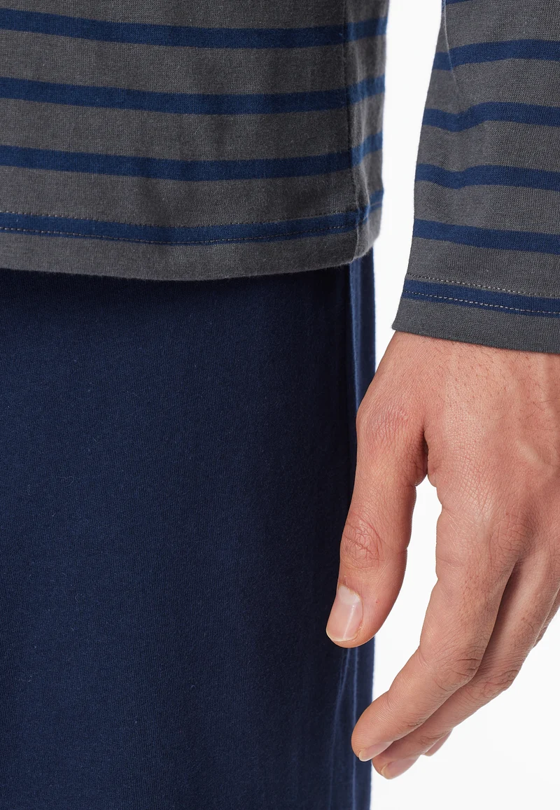 Schlafanzug Blau/Anthrazit gestreift - Casual Essentials