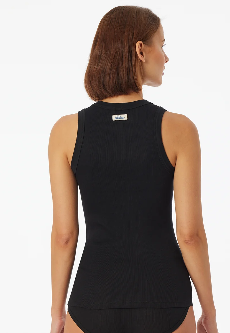 Tank Top Feinripp Schwarz - Revival Paula