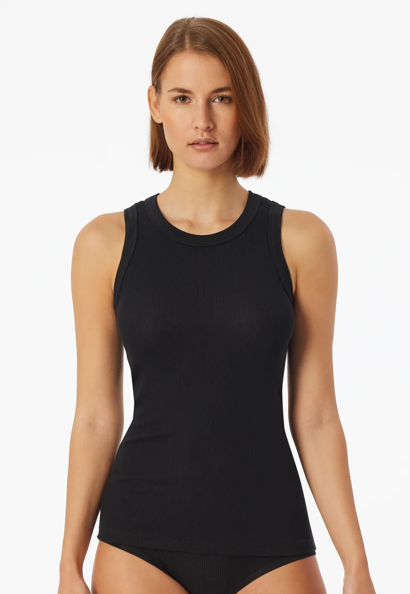 Tank Top Feinripp Schwarz - Revival Paula