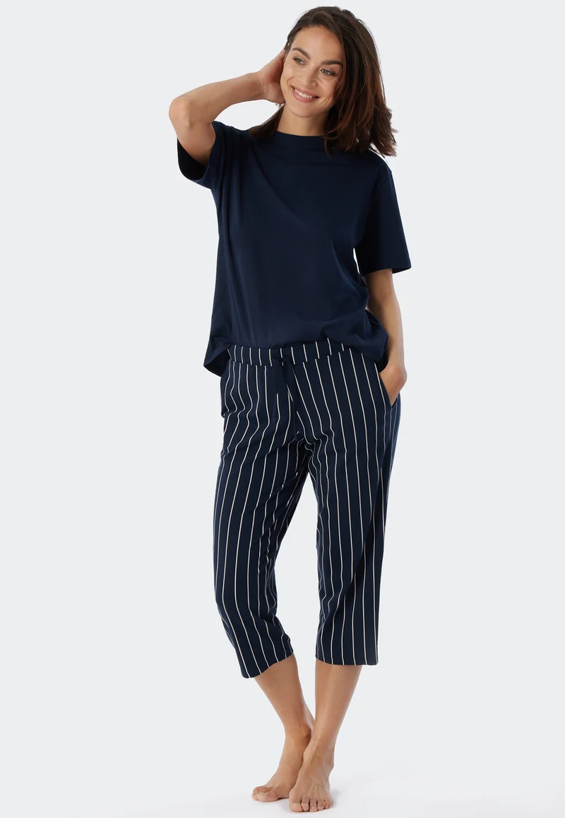 Hose 3/4-lang Blau/Weiss gestreift - Mix+Relax