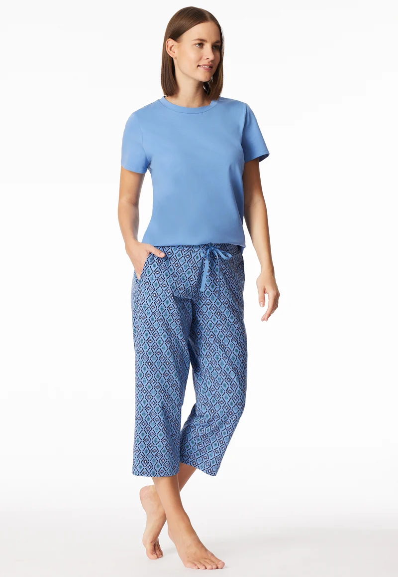 Hose 3/4-lang Blau gemustert - Mix+Relax