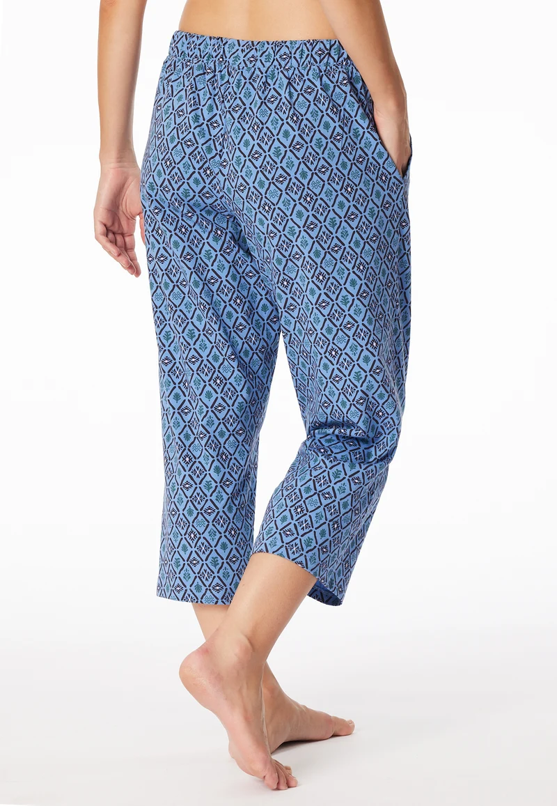 Hose 3/4-lang Blau gemustert - Mix+Relax