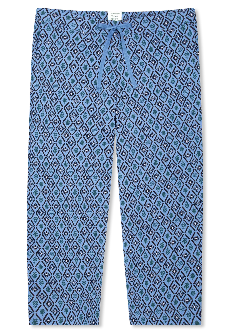 Hose 3/4-lang Blau gemustert - Mix+Relax