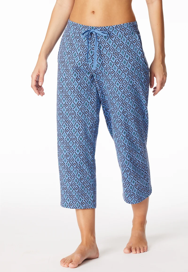 Hose 3/4-lang Blau gemustert - Mix+Relax