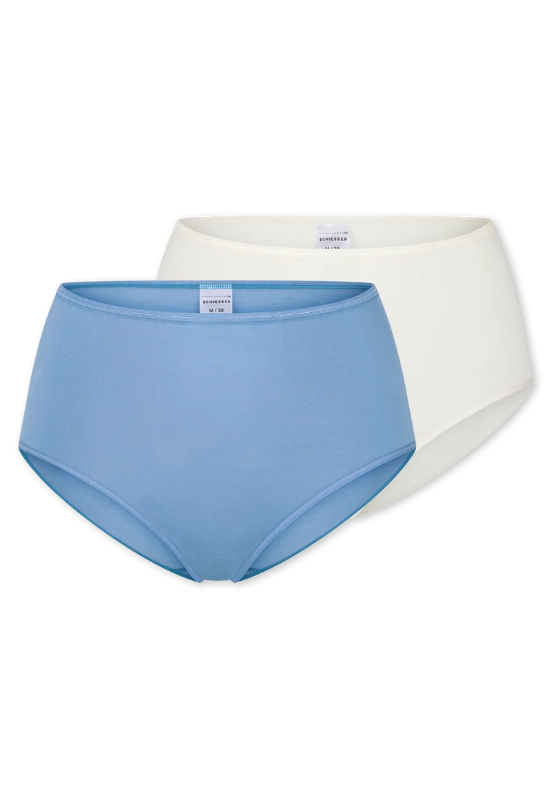 Midi Slip 2er-Pack Blau/Weiss - Modal Essentials