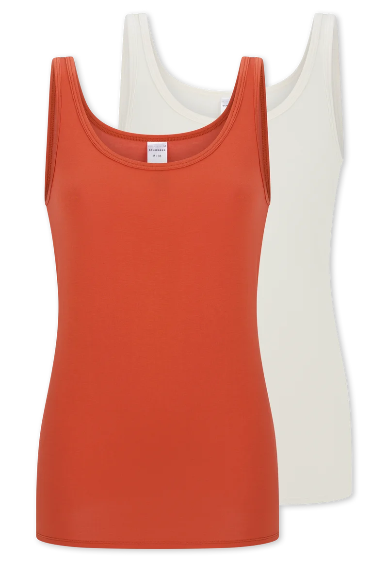 Tank Top 2er-Pack Orange/Weiss - Modal Essentials