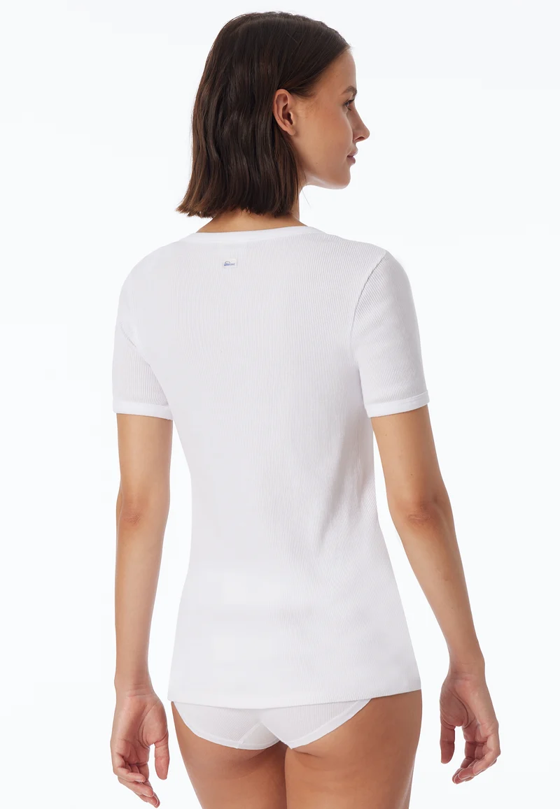 T-Shirt Doppelripp Weiss - Revival Greta