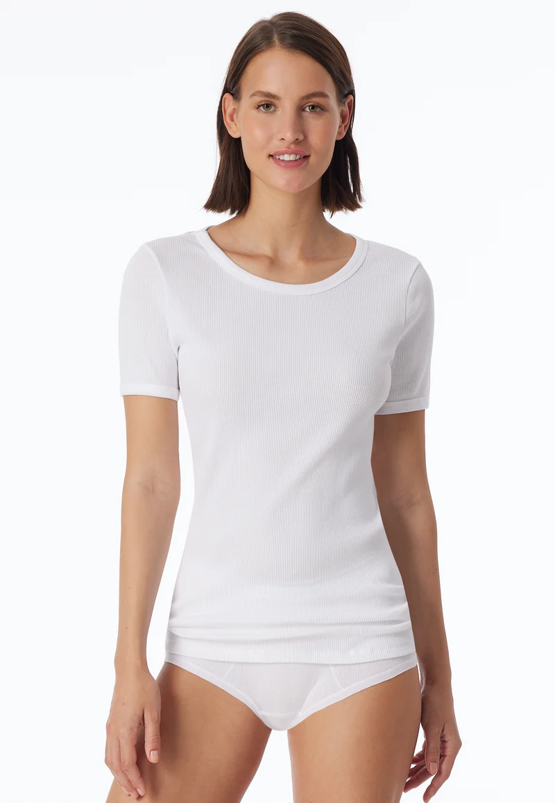 T-Shirt Doppelripp Weiss - Revival Greta