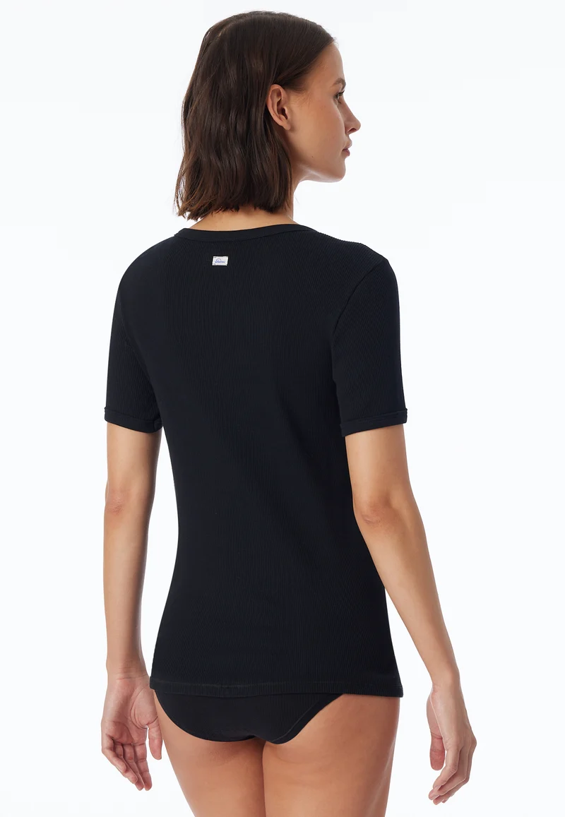 T-Shirt Doppelripp Schwarz - Revival Greta