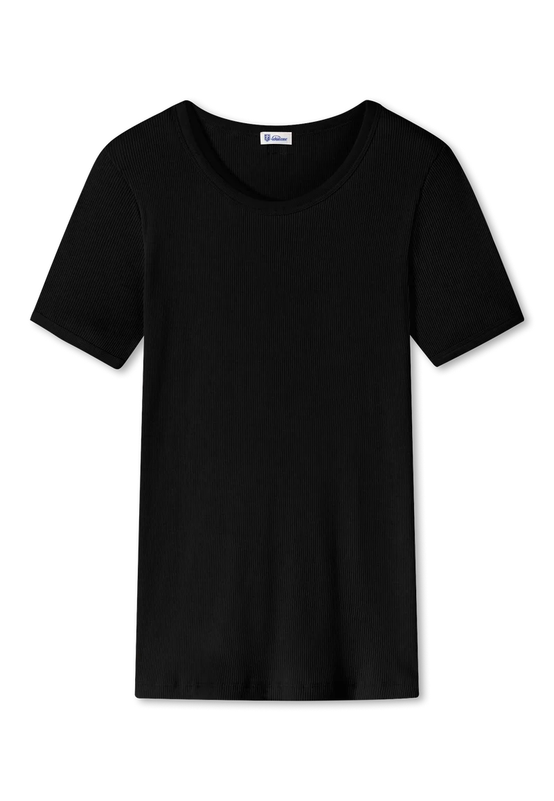 T-Shirt Doppelripp Schwarz - Revival Greta