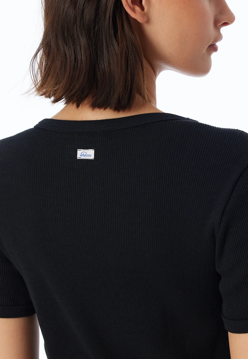 T-Shirt Doppelripp Schwarz - Revival Greta
