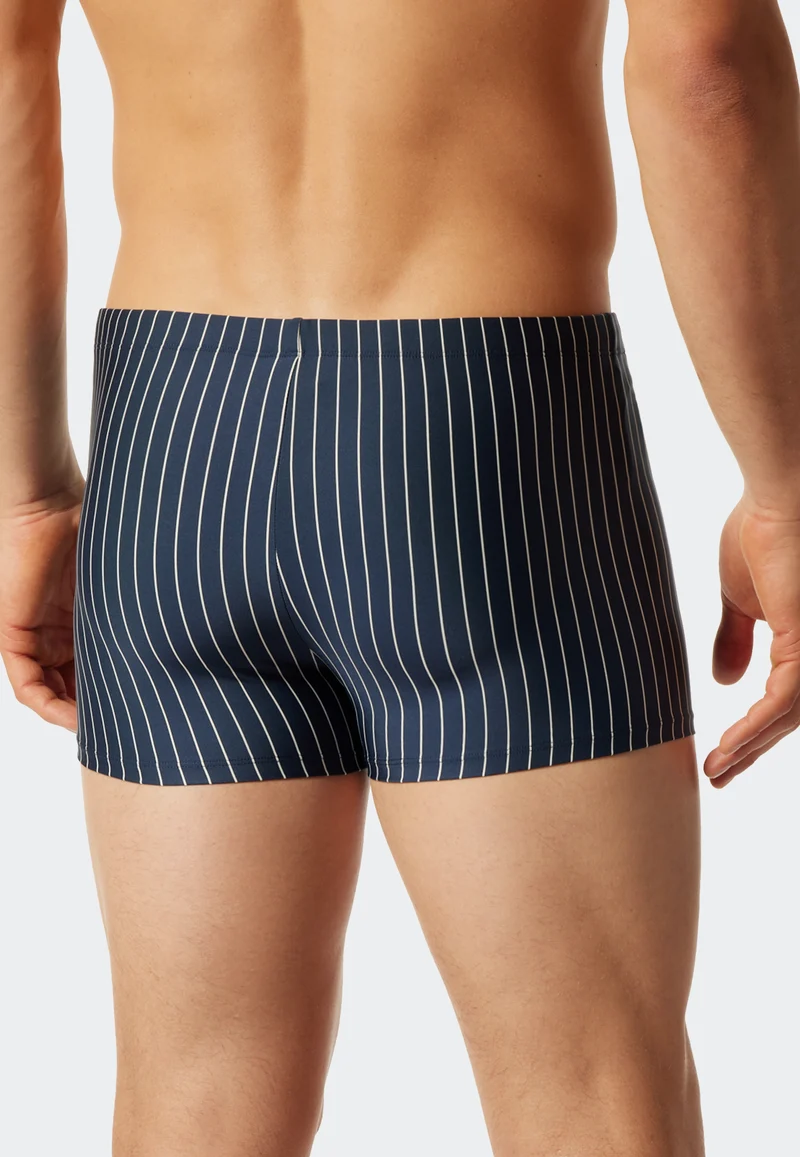 Badehose mit Reißverschlusstasche Blau/Weiss gestreift - Nautical Casual