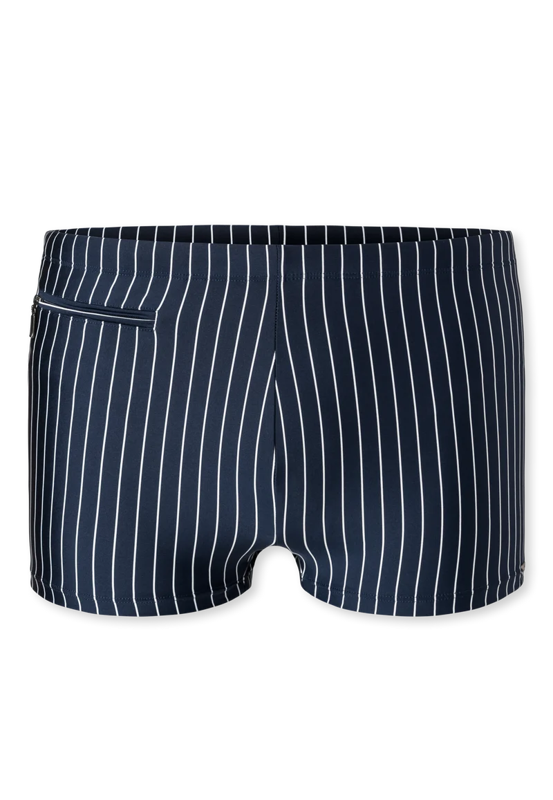 Badehose mit Reißverschlusstasche Blau/Weiss gestreift - Nautical Casual