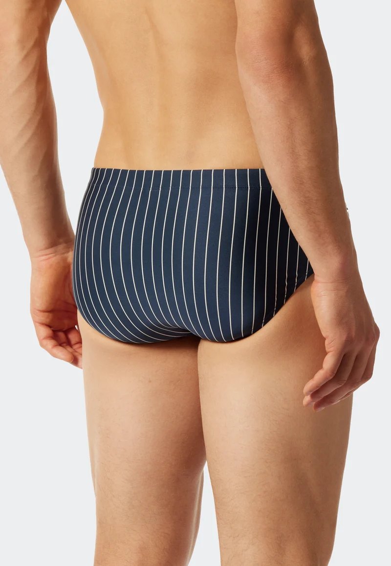 Badehose mit Reißverschlusstasche Blau/Weiss gestreift - Nautical Casual