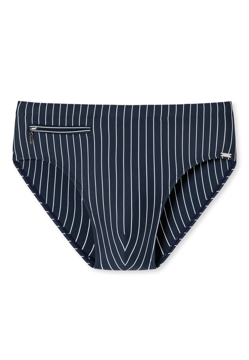 Badehose mit Reißverschlusstasche Blau/Weiss gestreift - Nautical Casual