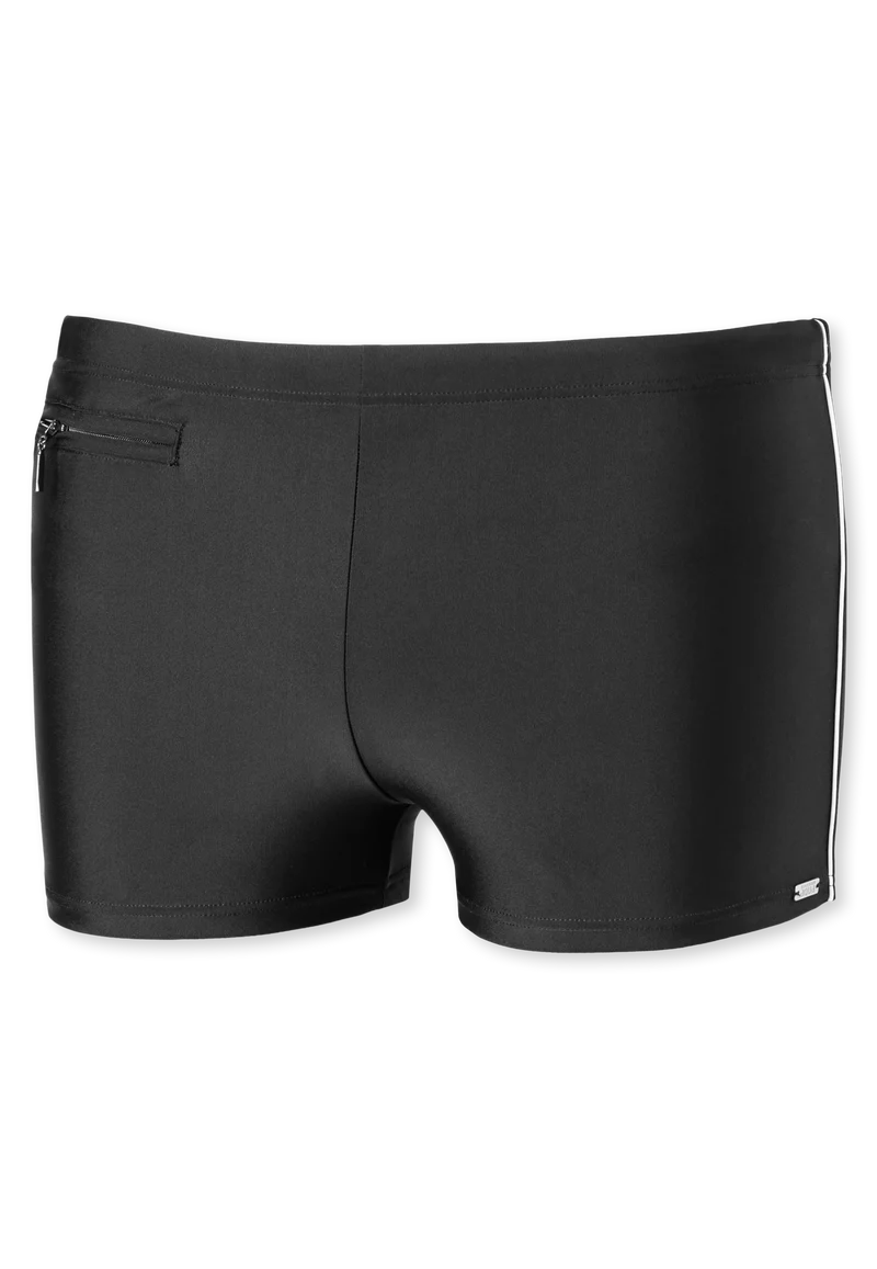 Badehose mit Reißverschlusstasche Schwarz - Nautical Casual