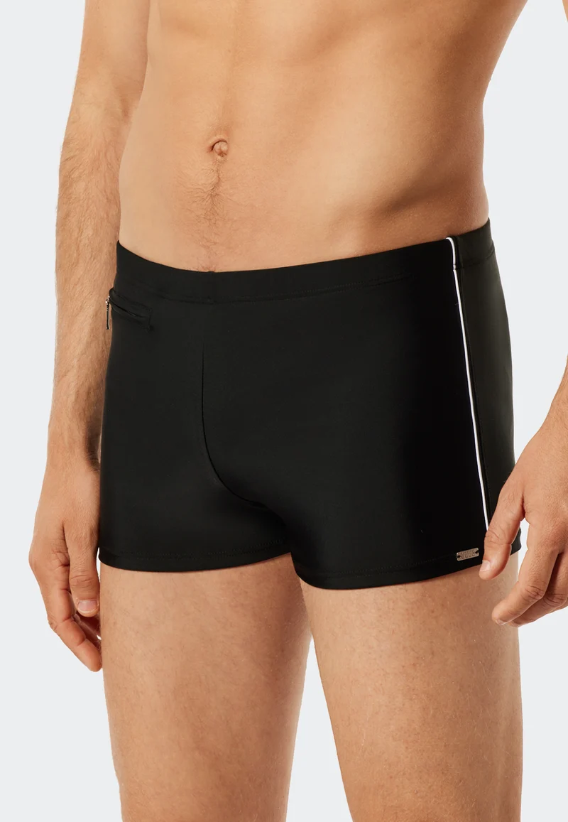 Badehose mit Reißverschlusstasche Schwarz - Nautical Casual