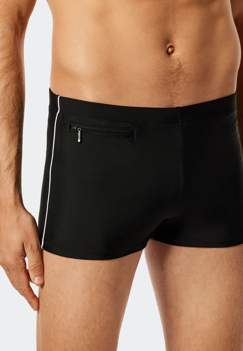 Badehose mit Reißverschlusstasche Schwarz - Nautical Casual