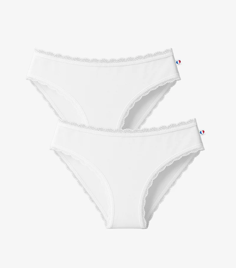 Culotte Femme Dentelle Blanc x2 - Pack Intemporel