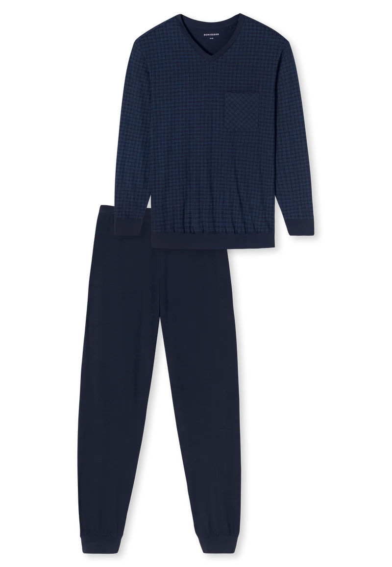 Schlafanzug mit Bündchen Dunkelblau - Comfort Essentials