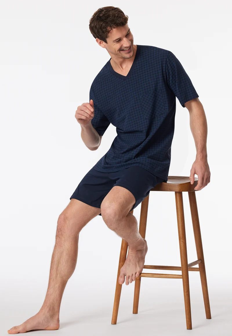 Schlafanzug kurz Dunkelblau - Comfort Essentials
