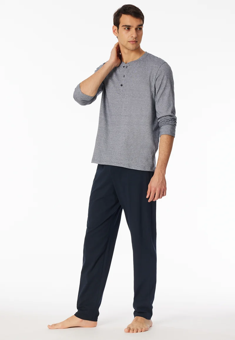 Schlafanzug mit Bündchen Blau - Casual Essentials