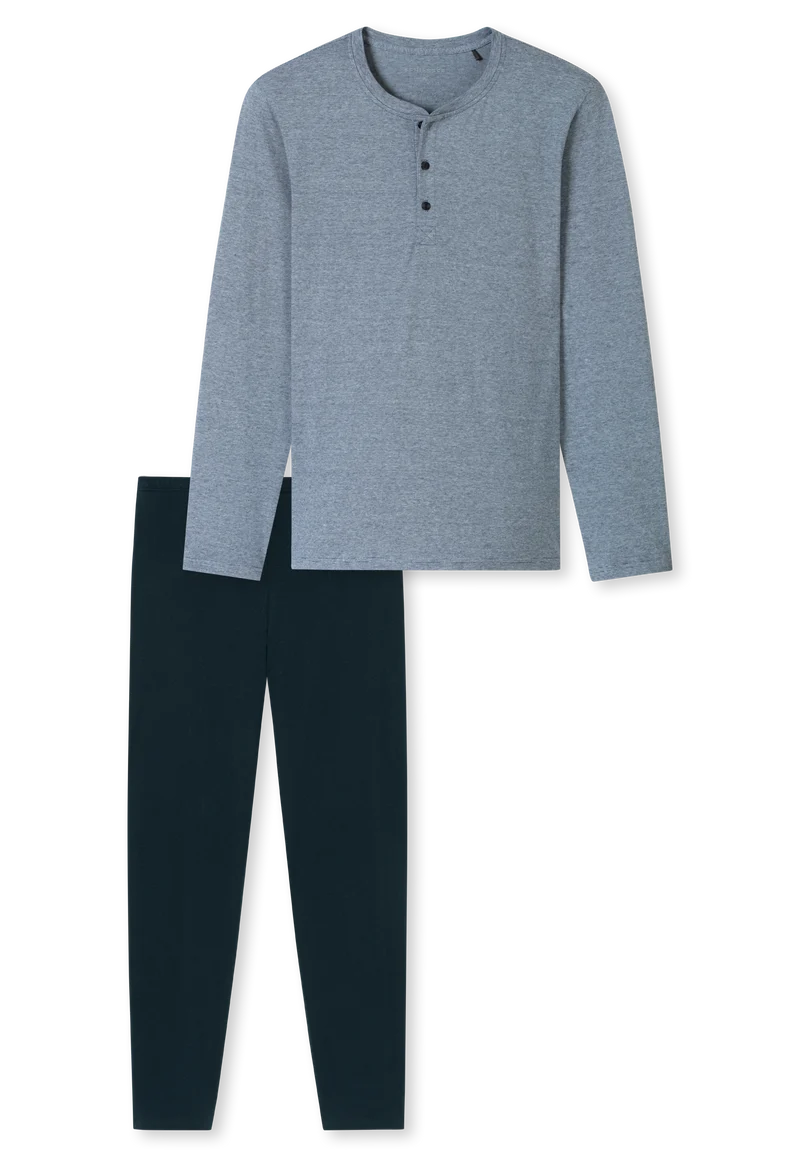 Schlafanzug mit Bündchen Blau - Casual Essentials