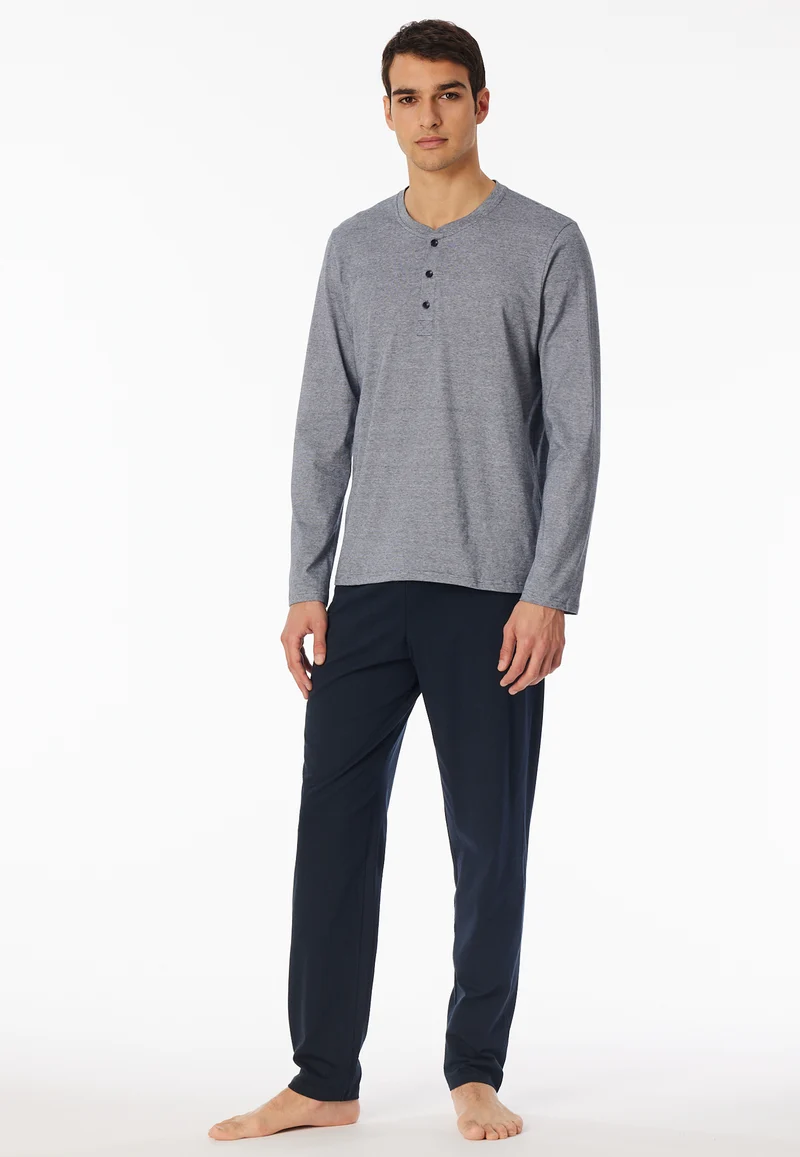 Schlafanzug mit Bündchen Blau - Casual Essentials