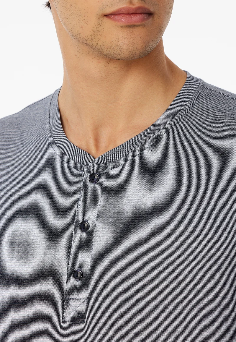 Schlafanzug mit Bündchen Blau - Casual Essentials