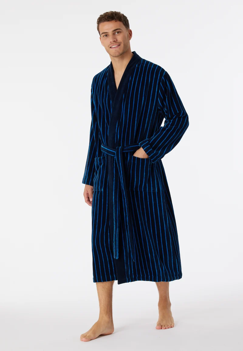 Bademantel Blau gestreift - Essentials