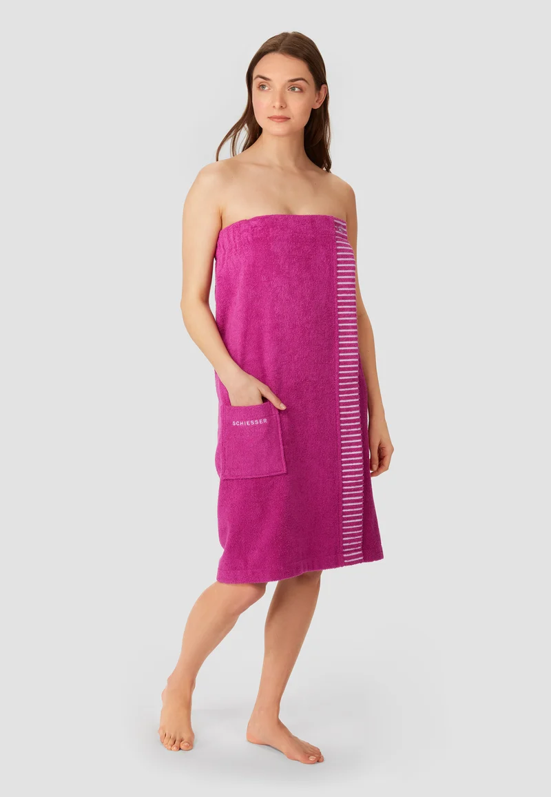 Saunatuch mit Knöpfen 80x130 cm Pink - SCHIESSER Home